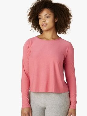 Beyond Yoga Featherweight Spacedye Morning Light Pullover Pink Crush Rose Medium